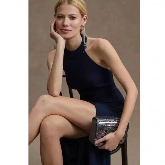 BHLDN Anthropologie NAVY dark blue Montreal maxi dress halter women's size 8 - Picture 12 of 12